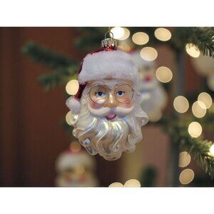 New Multi Color Glass LARGE Santa Claus Head Christmas Tree Ornament Decor
